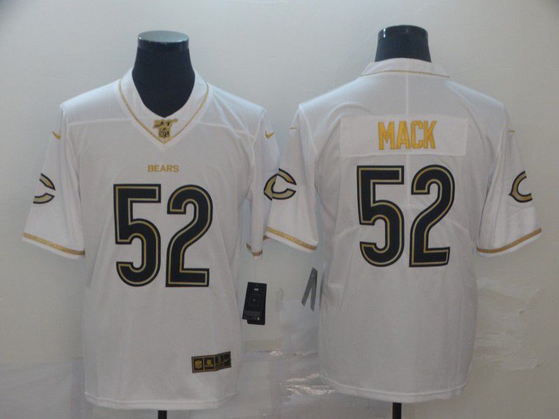Men Chicago Bears #52 Mack White Retro gold character Nike NFL Jerseys->chicago bears->NFL Jersey